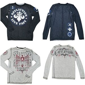 Vintage Y2K Affliction Live Fast Reversible Thermal Long Sleeve Shirt